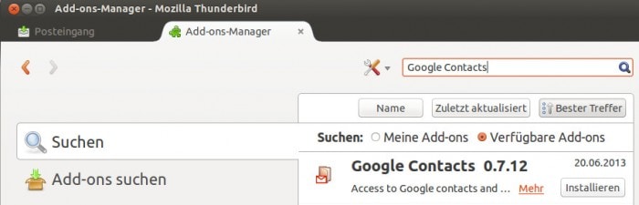sync thunderbird with google contacts